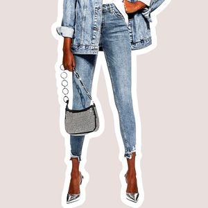 Topshop Jamie High Waist Jagged Ankle Raw Hem Skinny Jeans Size 30x32
